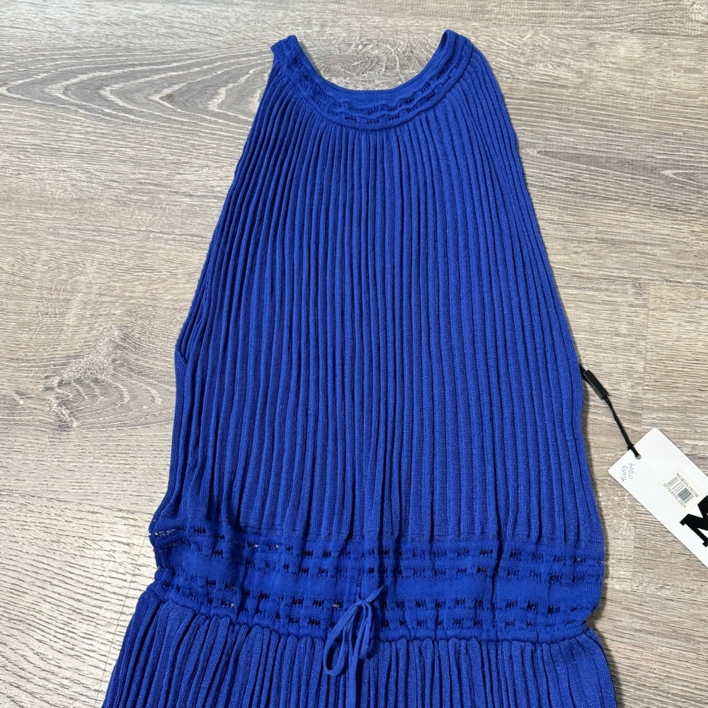 NWT M MISSONI Lurex Knit Blue Halter Neck Maxi Dress 42 - Picture 2 of 12